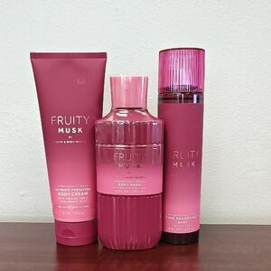 Bath & Body Works FRUITY MUSK 3 Piece Body Care Bundle Set